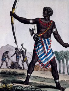 Anzikos kriger, Afrika, gravering fra Encyclopedia of voyages af Jacques Grasset de Saint Sauveur