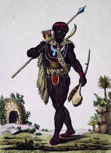 Mand fra Namaquas stamme, Afrika, gravering fra Encyclopedia of voyages af Jacques Grasset de Saint Sauveur