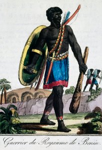 Kriger fra Benin Afrika, gravering fra Travelling encyclopaedia af Jacques Grasset de Saint Sauveur