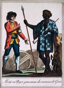 Alcaty, stammechef i Goree, Senegal, gravering fra en tegning af Labrousse (aktiv 1796), fra Encyclopedie des Voyages, af Jacques Grasset de Saint-Sauveur (1757-1810) af Jacques Grasset de Saint Sauveur