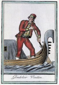 Gondolier i Venedig - i "" Encyclopedia of Travels"" af Grasset Saint Sauveur, red. Paris 1796 af Jacques Grasset de Saint-Sauveur
