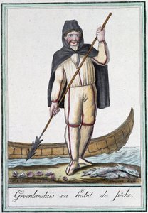 Grønlændere i fiskegrej - i “” Encyclopédie des voyages”” af Grasset Saint Sauveur, red. Paris 1796 af Jacques Grasset de Saint-Sauveur