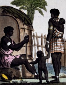 Issinia kvinder arbejder ris, farvegravering fra tegning af Labrousse (aktiv 1796), fra Encyclopedia of voyages, af Jacques Grasset de Saint-Sauveur (1757-1810) af Jacques Grasset de Saint-Sauveur