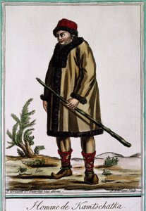 Kamchatka mand, farvegravering af Laroque, Rusland af Jacques Grasset de Saint-Sauveur
