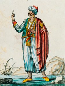 Mandsdragt fra barbariske og muslimske stater, farvestik fra tegning af Labrousse (aktiv 1796), fra Encyclopedie des Voyages, af Jacques Grasset de Saint-Sauveur (1757-1810) af Jacques Grasset de Saint Sauveur
