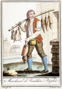 Kødhandler i Napoli - i "" Encyclopedia of travels"" af Grasset St Sauveur, Paris af Jacques Grasset de Saint-Sauveur