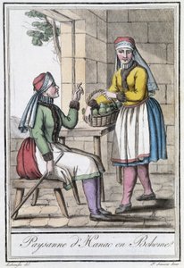 Bondekvinde fra Hanac, i Bøhmen (Tjekoslovakiet) - i "" Encyclopedia of travels"" af Grasset St Sauveur, Paris