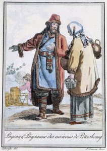 Bonde og bonde fra Petersburg - i "" Encyclopedia of Travels"" af Grasset St. Sauveur, red. 1796 af Jacques Grasset de Saint-Sauveur