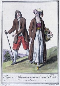 Bonde og bonde fra Trieste, Italien, - i "" Encyclopedia of Travels"" af Grasset St. Sauveur, Paris af Jacques Grasset de Saint-Sauveur