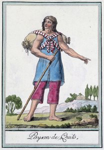 Peasant de Quito (Ecuador) - i "" Encyclopedia of Travels"" af Grasset St Sauveur, red. 1796 af Jacques Grasset de Saint-Sauveur