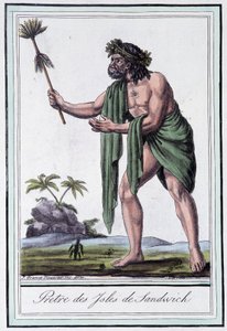 Priest of the Sandwich Islands - i "" Encyclopedia of Travels"" af Grasset Saint Sauveur, red. Paris 1796 af Jacques Grasset de Saint-Sauveur