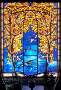 Nancy (afdeling 54), Art Nouveau, Hotel Bergeret, Glasmaleri "roser og måger" (foto)