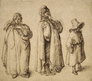 To studier af en romakvinde og en romakvinde i en stor hat, ca. 1605 af Jacques II de Gheyn