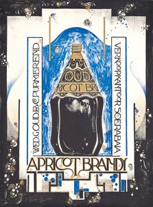 Plakat med reklame for abrikosbrandy, for vin- og sherrysælgeren Oud, ca. 1920 (farve litho) af Jacques Jongert