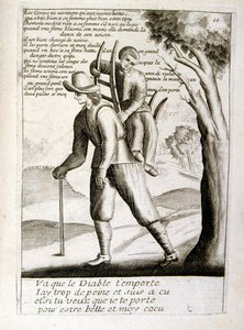 Graveret illustration fra det 17. århundrede fra en samling ordsprog. Paris 1657-1663. Af Jacques Lagniet (1620-1675). Fransk kobberstikker. Fra ham stammer mange samfundskritiske stik og hånlige billeder som hans til tider groteske og fantastiske illustra