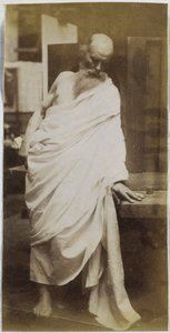 Studie af en mandlig model, en gammel mand med skæg og draperet i hvidt stof, i Jacques de Lalaings studie af Jacques Lalaing (attributed to)
