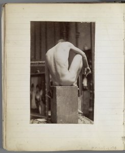 Studie af en mandlig nøgenmodel, siddende og set bagfra, i Jacques de Lalaings studie af Jacques Lalaing (attributed to)