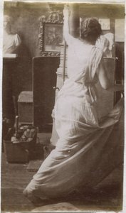 Studie af en kvindelig model i draperi, set bagfra, i Jacques de Lalaings studie af Jacques Lalaing (attributed to)