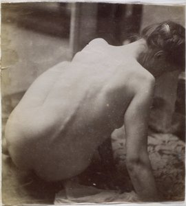 Undersøgelse af en kvindelig nøgenmodel, set bagfra, i Jacques de Lalaings studie, forundersøgelse for element til et springvand på Musee des Beaux arts, Tournai og til et cirkulært springvand af Jacques Lalaing (attributed to)