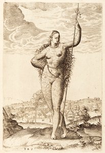 A Young Pictish Woman, c1585 (bw-gravering)