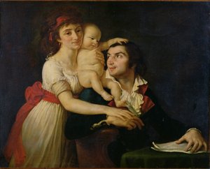 Camille Desmoulins (1760-94) hans kone Lucile (1771-94) og deres søn Horace-Camille (1792-1825) ca. 1792 (olie på lærred) af Jacques Louis (workshop of) David