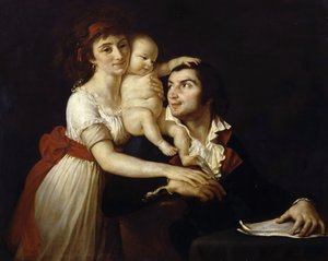 Camille Desmoulins med sin kone Lucile og barn af Jacques Louis David