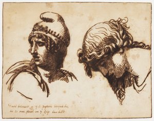 Et kvinde- og et yndlingehoved af Jacques Louis David