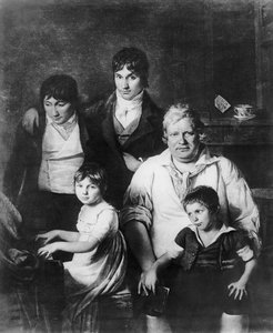 Familieportræt, tidligere kendt som Michel Gerard (1737-1815) medlem af konventet, med sin familie, slutningen af det 18. århundrede (sw-foto)