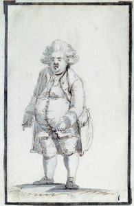 Fransk revolution: "" Caricature de Mirabeau-Tonneau"" Andre Boniface Louis Riquetti (1754-1792), Viscount de Mirabeau, kendt som "Mirabeau-Tonneau" (Mirabeau Tonneau) fik tilnavnet tønden på grund af dens korpulens. Tegning med brunt blæk af Jacques Louis af Jacques Louis David