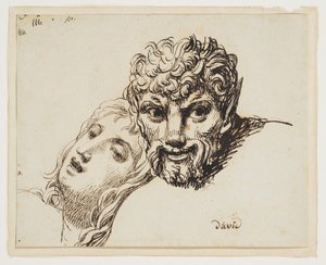 Hoveder af en faun og en liggende kvinde af Jacques Louis David