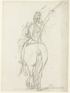 Officer til hest set bagfra af Jacques Louis David