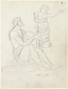 Siddende mand og svøbt baby af Jacques Louis David