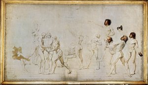 Skitse til eden i Jeu de Paume ... af Jacques Louis David