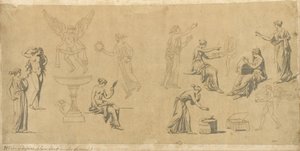 Studier af klassiske kvinder, med Eros af Jacques Louis David