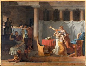 Lictors rapporterer til Lucius Junius Brutus (6. århundrede f.Kr.) ligene af hans sønner Lictors, der bærer hans sønners lig til Brutus af Jacques Louis David