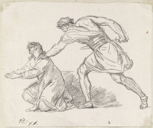 Kriger griber en knælende figur af Jacques Louis David