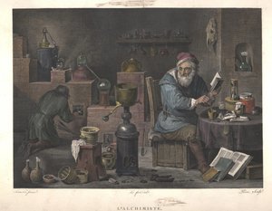 Alchemisten efter maling af David Teniers, slutningen af det 18. århundrede. af Jacques Louis Perée