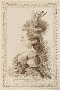 Kalligrafisk portræt af Marie Antoinette, 1787 (ætsning og gravering) af Jacques Louis Petit