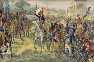 Napoleon Bonaparte ved sin ankomst til den besatte by Nice af Jacques Marie Gaston Onfray de Breville (Job)