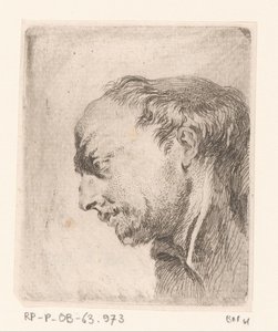 Hoved af en kalende mand Samling af forskellige doodles og ætsekorrektur (...) (serietitel) af Jacques Philippe Le Bas