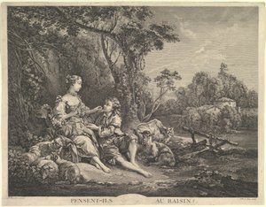 Pensant-ils au Raisin tænker de på druen, 1700-tallet. af Jacques Philippe Le Bas