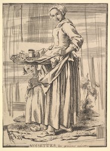 Omvendt kopi af Noisettes Nøddeknækkere, fra Les Cris de Paris The Cries of Paris, 1700-tallet. af Jacques Philippe Le Bas