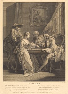 Le tric-trac af Jacques Philippe Le Bas after Charles Eisen
