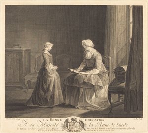 La Bonne uddannelse (Den gode uddannelse) af Jacques Philippe Le Bas after Jean Siméon Chardin