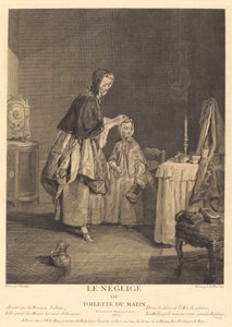 Den neglige, eller morgentoilettet af Jacques Philippe Le Bas after Jean Siméon Chardin