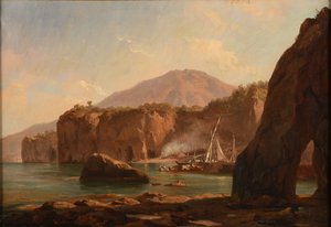 Grotter og klipper ved havet af Jacques Raymond Brascassat