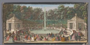 Udsigt over Bosquet des Dômes i Versailles have Les Domes (titel på objekt) af Jacques Rigaud (possibly)