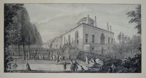 Lord Burlingtons neo-Palladian Villa i Chiswick og Jacobean House (pen og blæk med vask på papir) af Jacques Rigaud