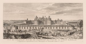 Udsigt over det kongelige slot i Chambord fra siden af ​​den kongelige port af Jacques Rigaud