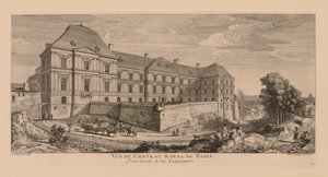 Udsigt over det kongelige slot i Blois, taget fra landskabet. af Jacques Rigaud